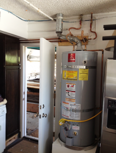 New water heater installation in a garage